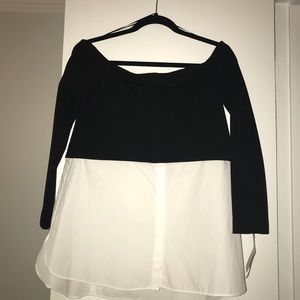 Zara Contrast Poplin Top Size XL